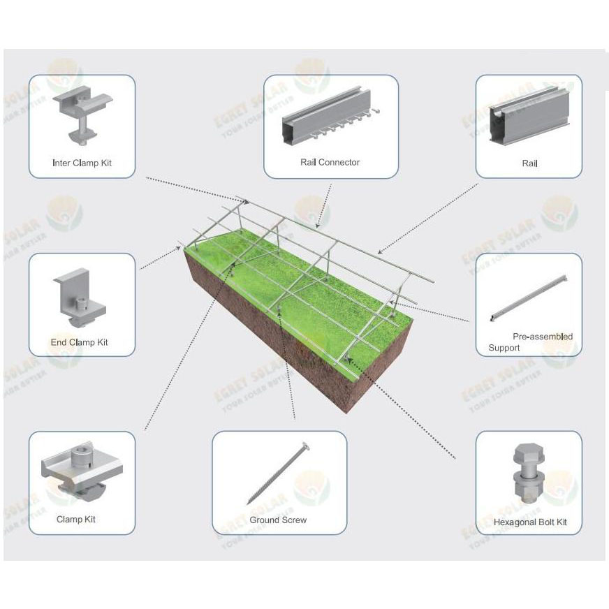 Solar Panel Ground Mounting Structure Solar Racking စနစ်